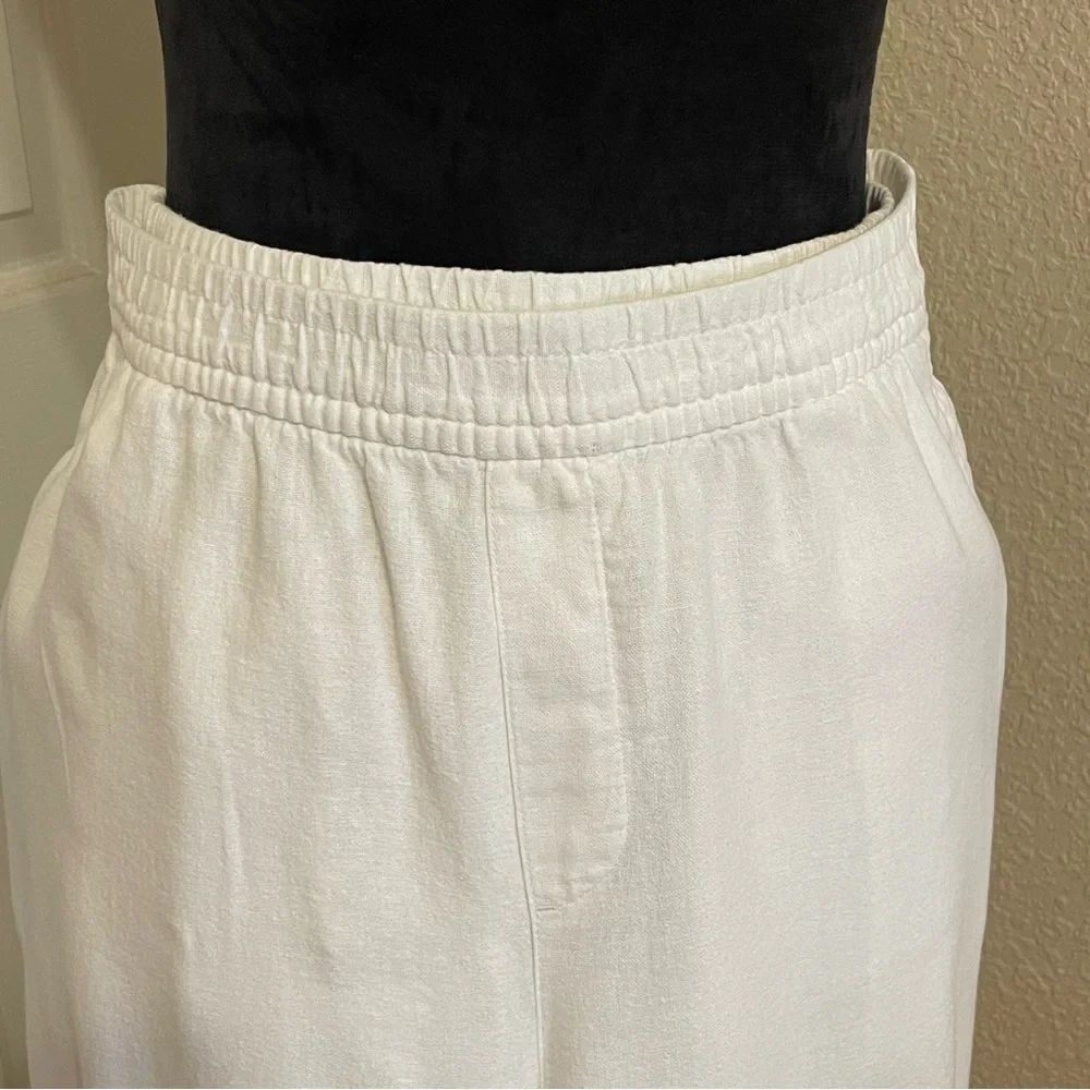 Women’s L old navy high waisted white linen pants elasticized drawstring waist - Picture 11 of 11